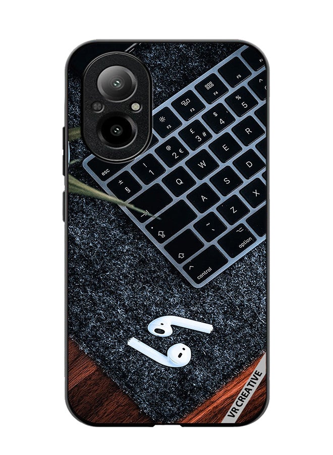 VR CREATIVE Protective Case Cover For Realme C67 4G Earphone With Keyboard Design Multicolour - Image 1