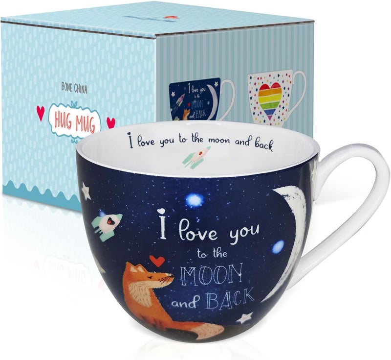 MFoffice I Love You Coffee Mug, Premium 20 oz Bone China Coffee Tea Hug Mug, Perfect Christmas, Birthday, and Valentine's Day Gift for Lovers and Family Members, Designed in England by Harvest Green Studio - Image 2