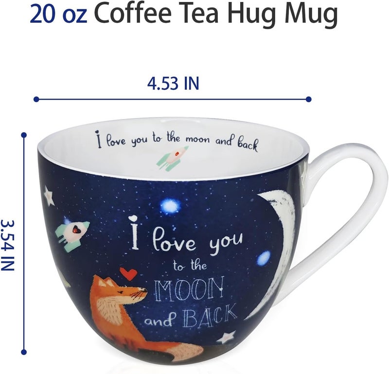 MFoffice I Love You Coffee Mug, Premium 20 oz Bone China Coffee Tea Hug Mug, Perfect Christmas, Birthday, and Valentine's Day Gift for Lovers and Family Members, Designed in England by Harvest Green Studio - Image 3