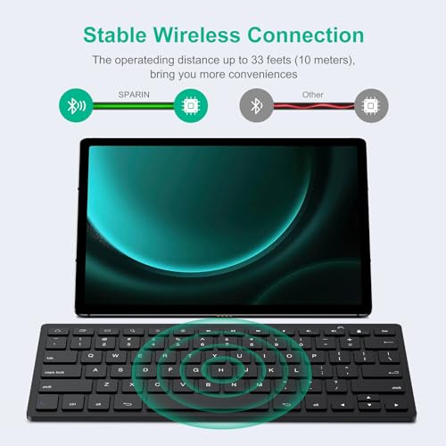 SPARIN Bluetooth Keyboard for Samsung Galaxy Tab A9 Plus/S11/S10 FE/S9 FE/S10+/S6 Lite and Other Android Tablet, Wireless Keyboard for Samsung Models/Windows/PC/Phone, Lightweight, Ultra-Slim - Image 3