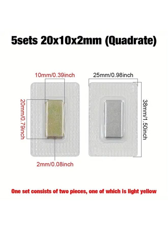 5 حزمة من أزرار PVC المغناطيسية غير المرئية مقاس 20x10x2 مم، مثبتات مستديرة ومربعة مقاومة للماء - Image 1