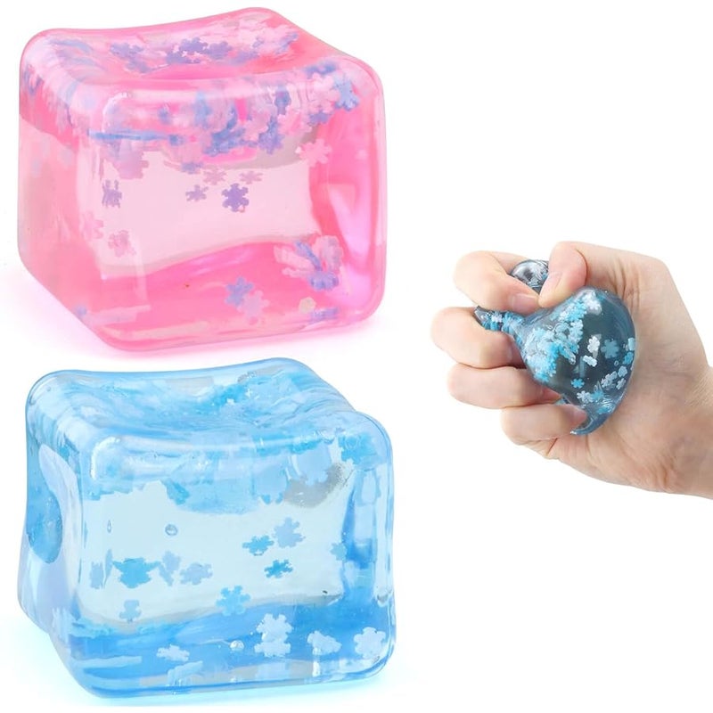 Chridark Ice Cube Fidget Toy for All Ages: 2 Pack Sensory Squishy Fidget Toys, Square Stress Balls, Classroom Prizes, Anxiety Relief Stress Cube Gift for Kids Teens Adults - Image 1