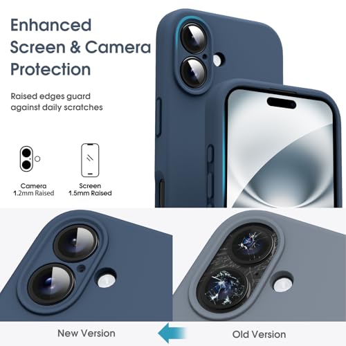 Supdeal Liquid Silicone Case for iPhone 16 Plus Camera AllRound Protection Soft Microfiber Lining AntiScratch 4 Layer Full Covered Shockproof Gel Rubber Phone Case Cover 67 Dark Blue - Image 3