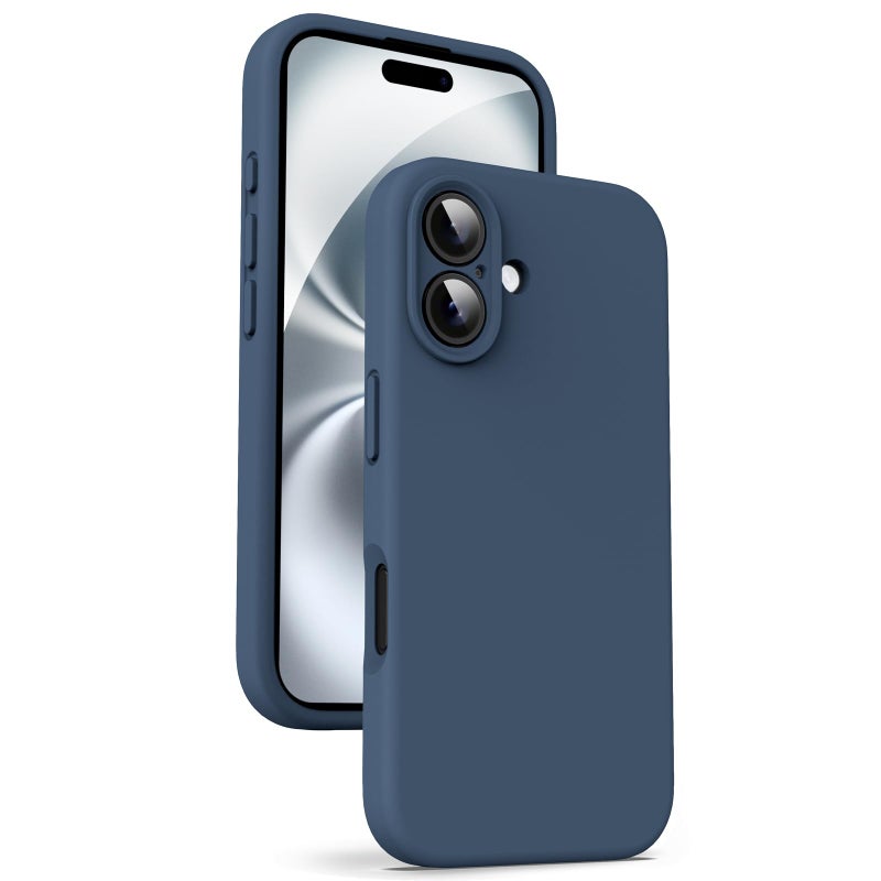 Supdeal Liquid Silicone Case for iPhone 16 Plus Camera AllRound Protection Soft Microfiber Lining AntiScratch 4 Layer Full Covered Shockproof Gel Rubber Phone Case Cover 67 Dark Blue - Image 2