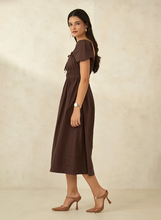 Virgio  VIRGIO 100% Cotton Dress With Gather Details for Women | Best Price UAE