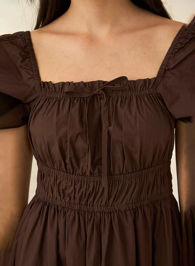 Virgio  VIRGIO 100% Cotton Dress With Gather Details for Women | Best Price UAE