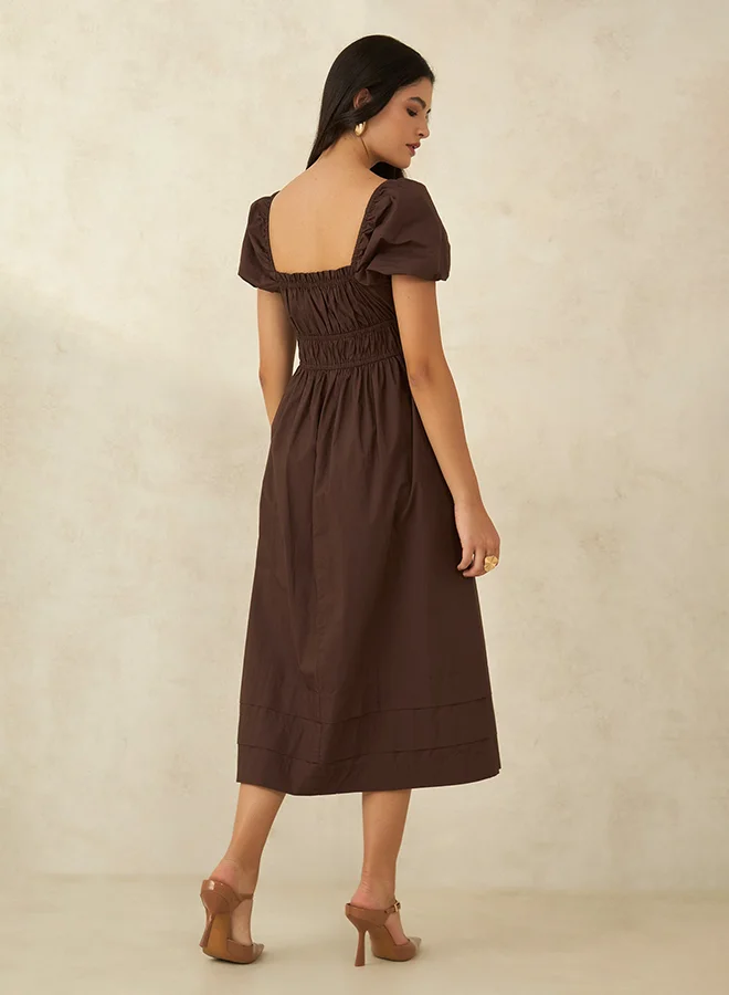 Virgio  VIRGIO 100% Cotton Dress With Gather Details for Women | Best Price UAE