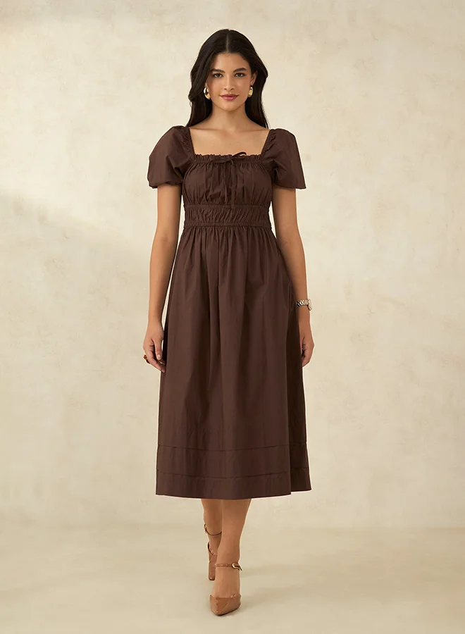 فيرجيو فستان فيرجيو قطن 100% بتفاصيل كشكش