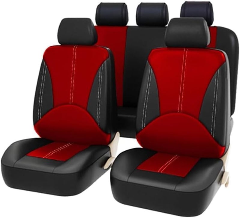 Car Seat Cover Sets for Ford Fiesta SE Hatchback 2012-2018,Front Rear Covers Protector Waterproof Breathable Comfortable Full Surround Kit Airbag Compatible Accessories,Red - Image 1