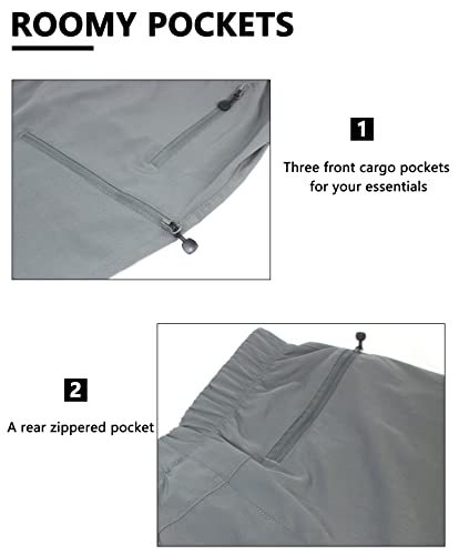 Little Donkey Andy Men's Quick Dry 3/4 Pants Lightweight Capri Shorts Hiking Fishing Travel Casual Gray XL - Image 5