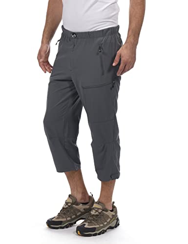 Little Donkey Andy Men's Quick Dry 3/4 Pants Lightweight Capri Shorts Hiking Fishing Travel Casual Gray XL - Image 1