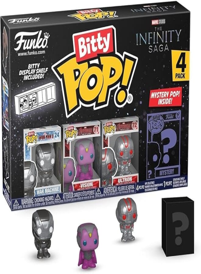Funko Bitty Pop! Marvel Mini Collectible Toys 4-Pack - War Machine, Vision, Ultron & Mystery Chase Figure (Styles May Vary)