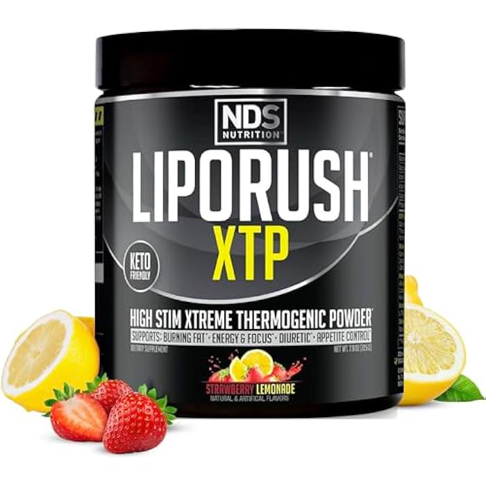 LIPORUSH NDS Nutrition XTP Thermogenic Fat Burner with L-Carnitine - Energy, Focus, and Appetite Control - Extreme Thermogenic Fat Burning Powder Weight Loss - Strawberry Lemonade (45 Servings) - Image 1