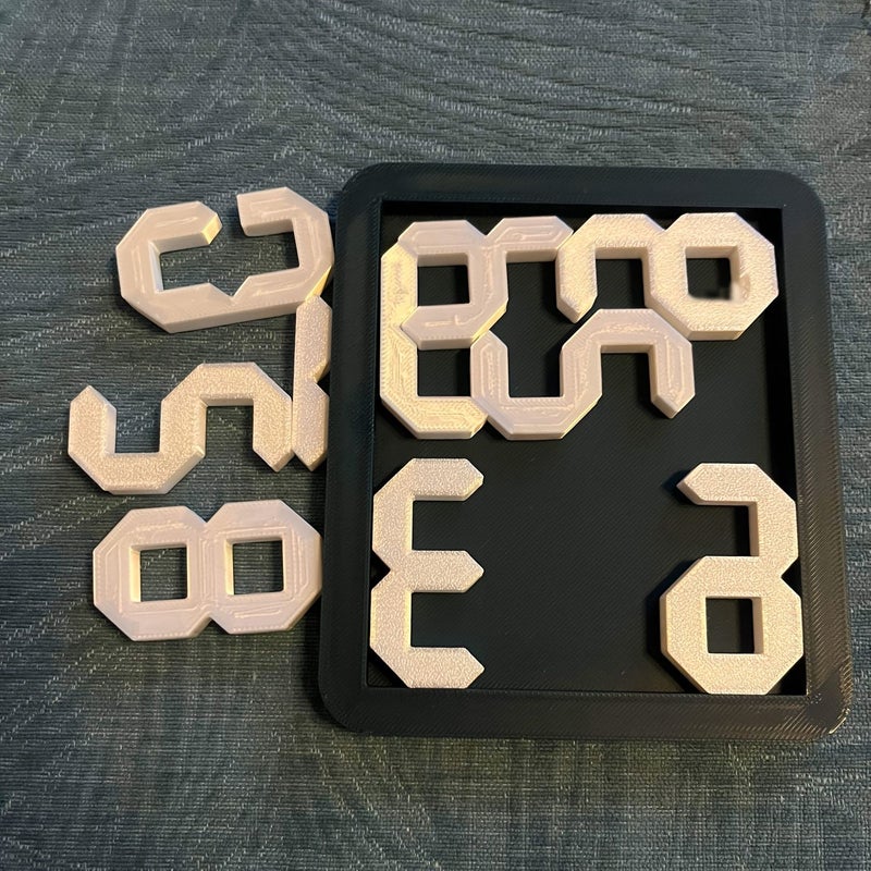 3D Printed Numbered Jigsaw Puzzle White Orange Color Coded Blocks Challenging Brain Activity Stress Relief Building Tray Fun Learning Game - Image 4