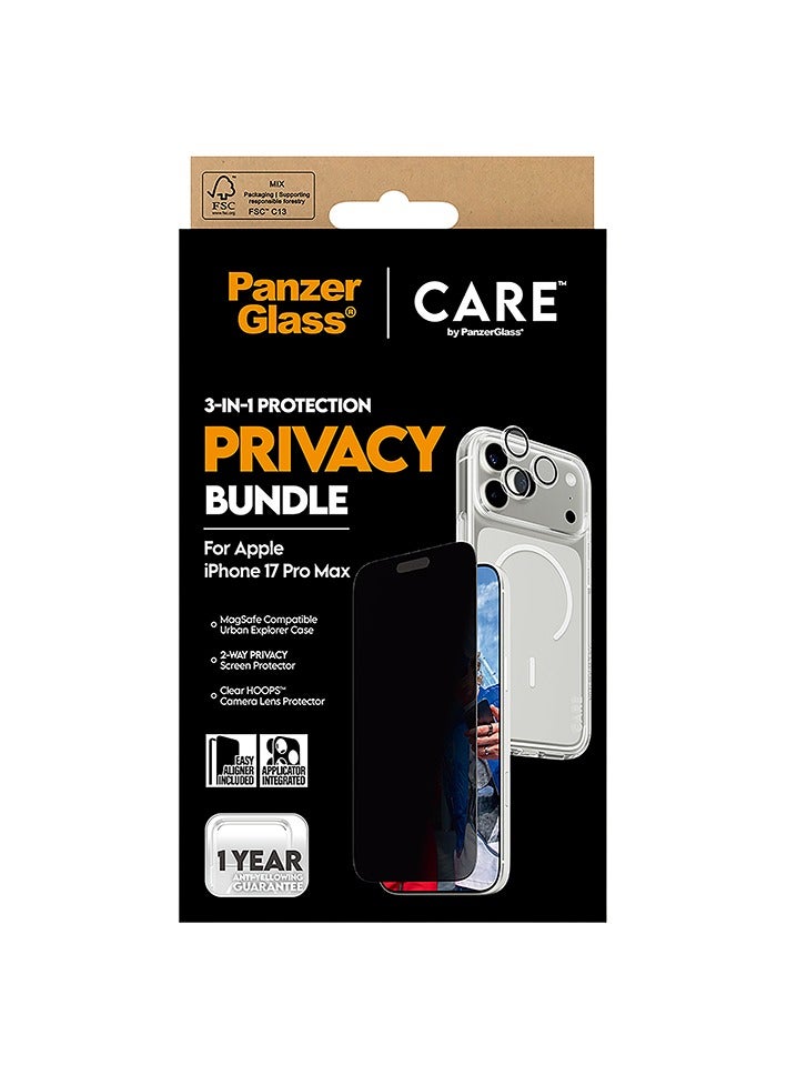 بانزرجلاس بكج حماية بانزر جلاس CARE يدعم MagSafe فلاقشيب 3 في 1 ايفون 17 برو ماكس - حفظ الخصوصية - Image 5