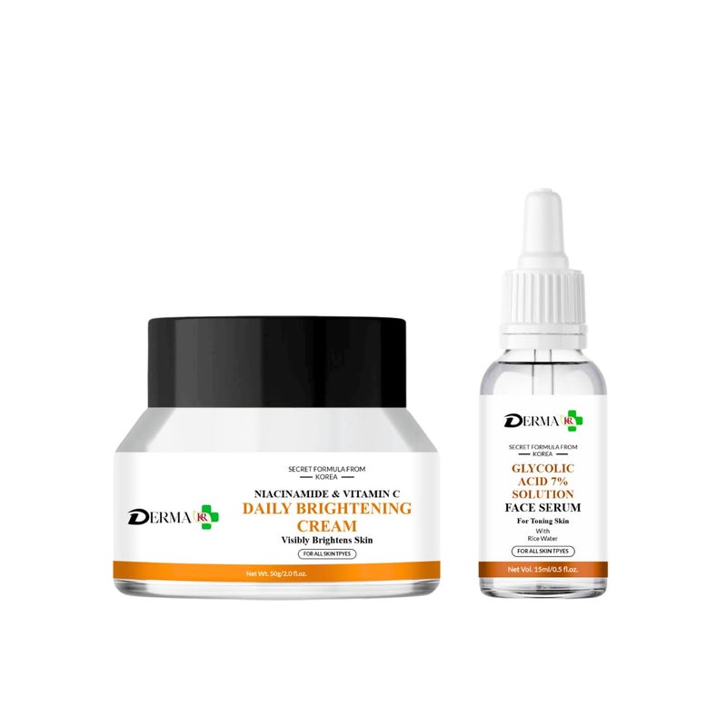 DERMAKR DERMA KR Niacinamide vitamin C Face Cream50gm Glycolic acid 7 solution for skin tonning 15ml Facial Pack of 2 - Image 1