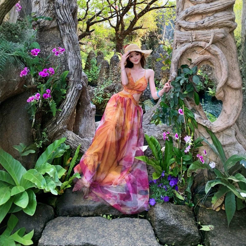 Women's Summer Floral Sleeveless Beach Maxi Dress - Image 2