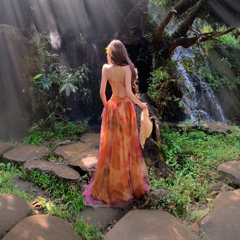 Women's Summer Floral Sleeveless Beach Maxi Dress - Image 4