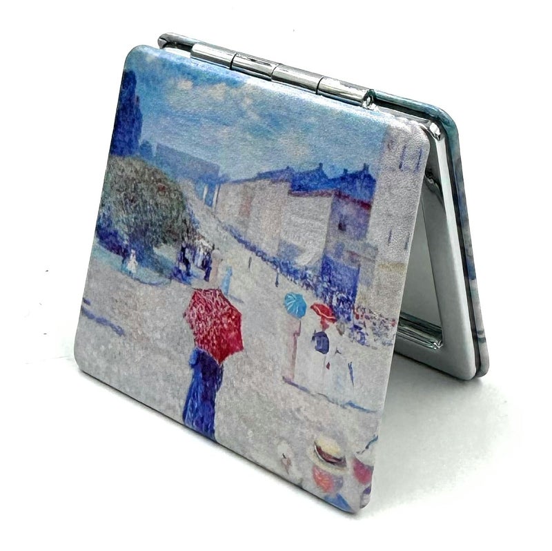 Aeisage Edward Monch Square Mirror - Art Deco Pocket Mirror for Girls, Perfect for Travel or Gifts - Image 1