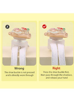 Generic Cartoon Cute No-tie shoelace buckle 1 Pair Set（Green Dinosaur Shoe Buckle*2＋Free shoelaces*1＋tail clips*4）For Women and Kids/Boys/Girls  - Image 5
