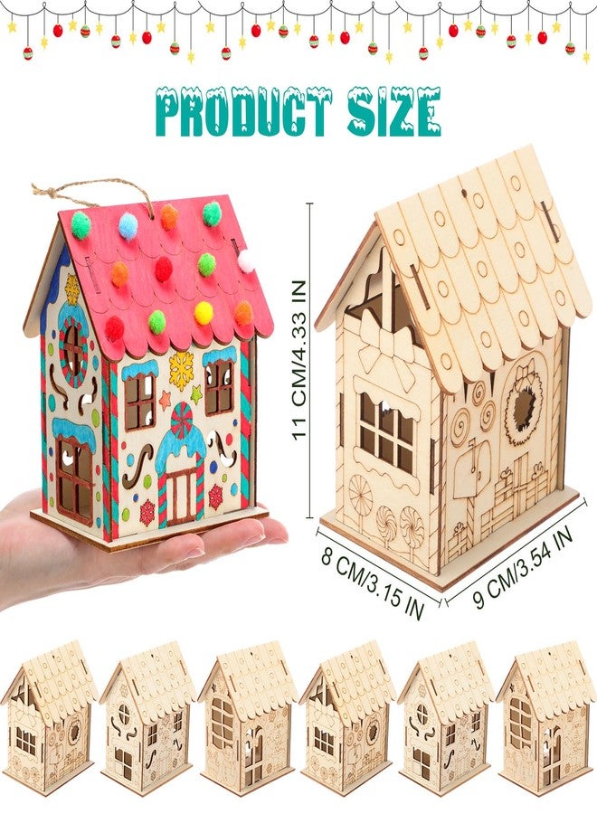 DoubleFill مجموعة صنع منزل الزنجبيل الخشبي من دبل فيل، ١٢ قطعة، للأطفال، اصنع بنفسك منزل طيور خشبي لعيد الميلاد، بيوت قرية العطلات، اصنع منزل الزنجبيل الخشبي لحفلة عيد الميلاد، لوازم الحرف اليدوية - Image 2