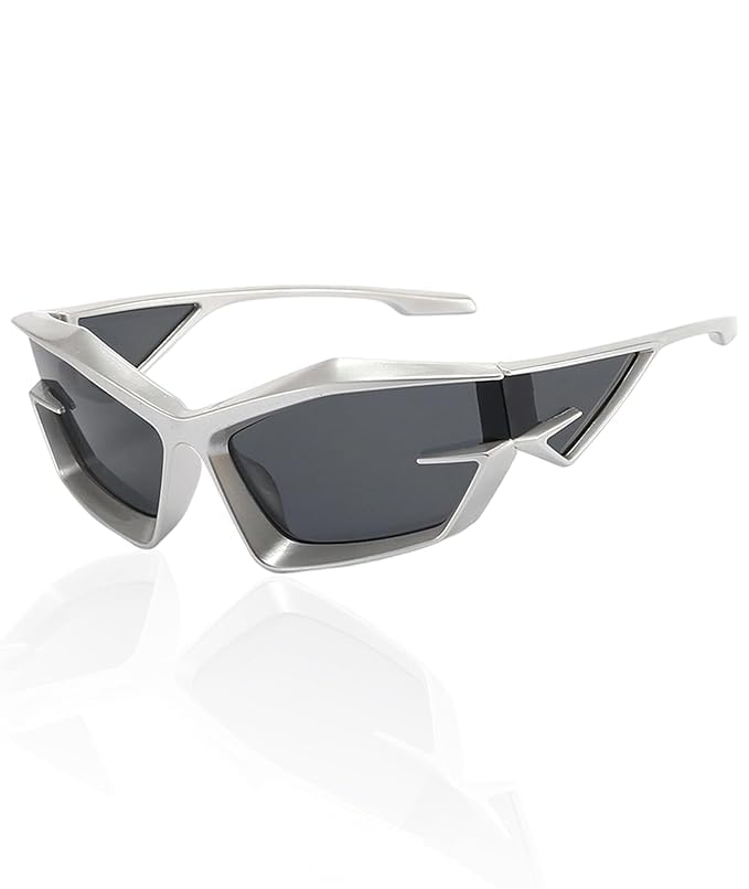 Dervin UV Protected Non-Polarized Sports Sunglasses for Men & Women Driving Cycling Fishing Cricket Sunglasses (Transparent-Silver Mirror) - Image 2