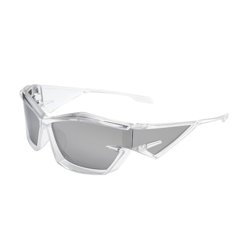 Dervin UV Protected Non-Polarized Sports Sunglasses for Men & Women Driving Cycling Fishing Cricket Sunglasses (Transparent-Silver Mirror) - Image 1