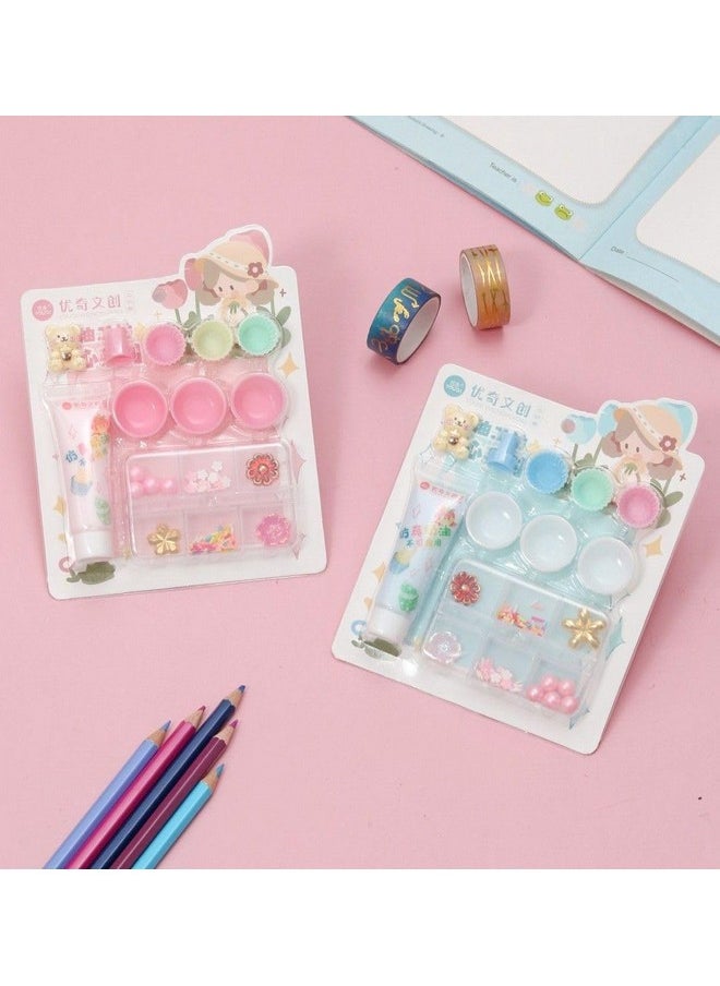 Yellow Bee - Yellow Bee Cup Cakes Themed DIY Resin Craft Kits with Beads and Sequins, 2 Sets, Blue & Pink - Image 1
