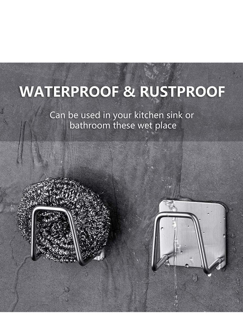 2Pcs Sponge Holders for Kitchen Sink–Waterproof, Adhesive Sink Caddies for Kitchen (SUS304). - Image 4