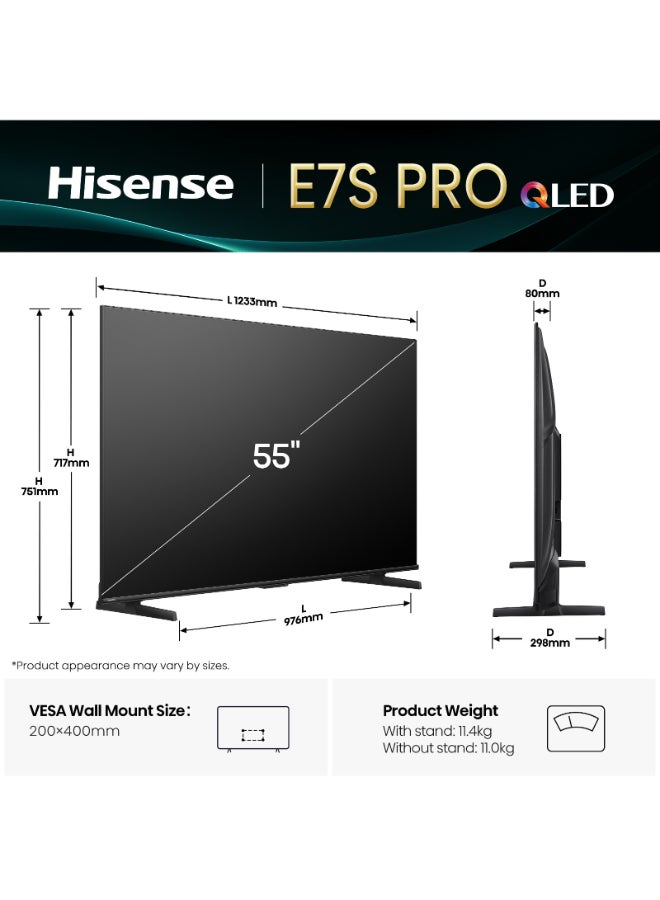 هايسنس تلفاز ذكي QLED 55 بوصة 4K UHD بتقنية النقاط الكمومية، Dolby Vision Atmos، مع مضخم صوت مدمج، 60 هرتز، موديل 2025، ضمان لمدة سنتين - Image 4