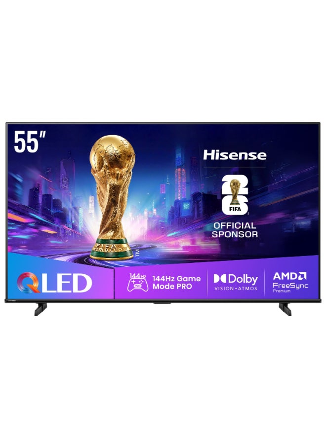 هايسنس تلفاز ذكي QLED 55 بوصة 4K UHD بتقنية النقاط الكمومية، Dolby Vision Atmos، مع مضخم صوت مدمج، 60 هرتز، موديل 2025، ضمان لمدة سنتين - Image 1