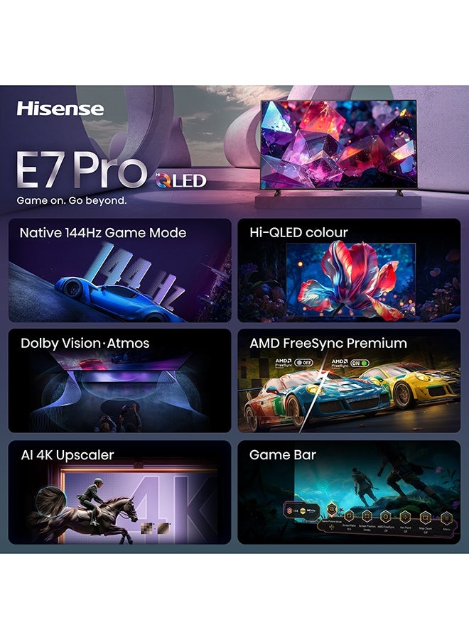 هايسنس تلفاز ذكي QLED 55 بوصة 4K UHD بتقنية النقاط الكمومية، Dolby Vision Atmos، مع مضخم صوت مدمج، 60 هرتز، موديل 2025، ضمان لمدة سنتين - Image 3