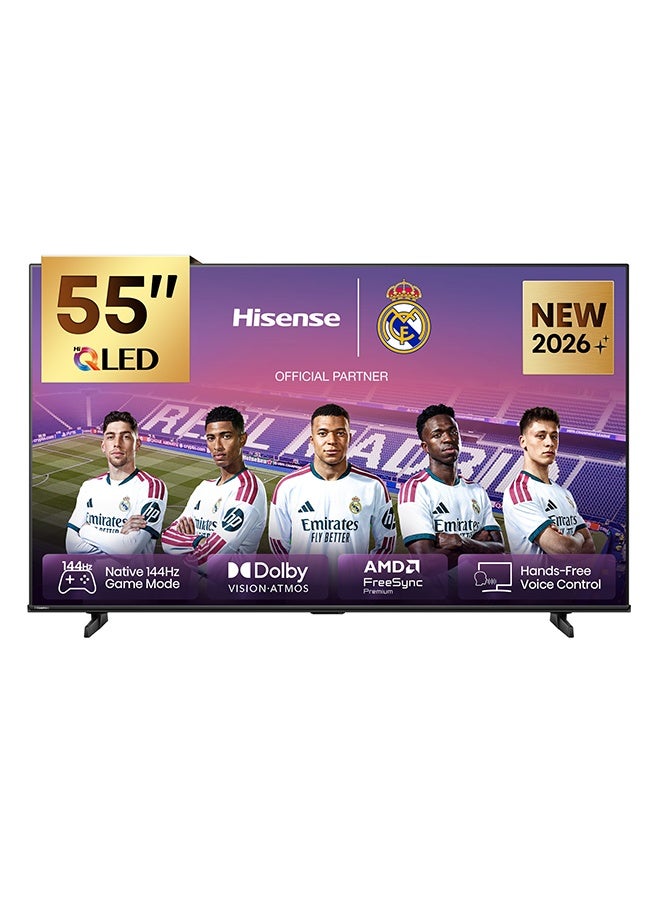 هايسنس تلفاز ذكي QLED 55 بوصة 4K UHD بتقنية النقاط الكمومية، Dolby Vision Atmos، مع مضخم صوت مدمج، 60 هرتز، موديل 2025، ضمان لمدة سنتين - Image 1