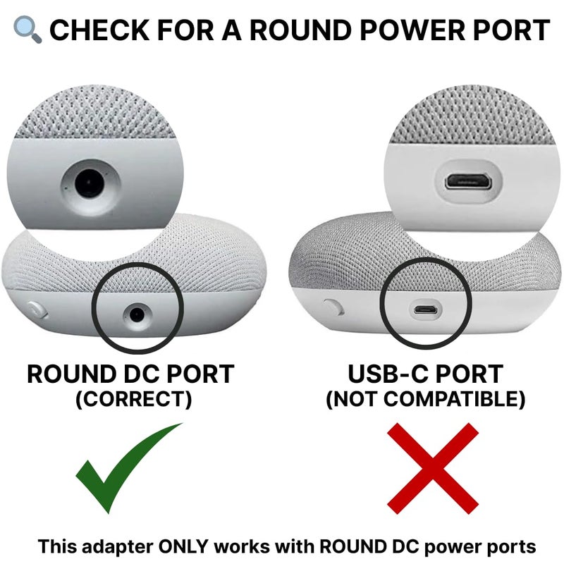 Vebner محول طاقة Vebner بطول 6 أقدام متوافق مع Google Nest Mini وNest Hub وNest WiFi Router ونقطة WiFi من Nest كابل طاقة (طويل) - Image 3