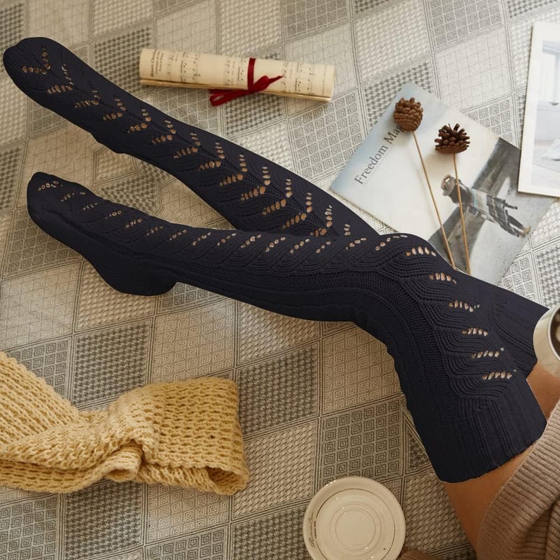 Pcavin Thigh High Socks for Women Cable Knit Over the Knee Boot Socks, Long Warm Leg Warmers Winter - Image 5