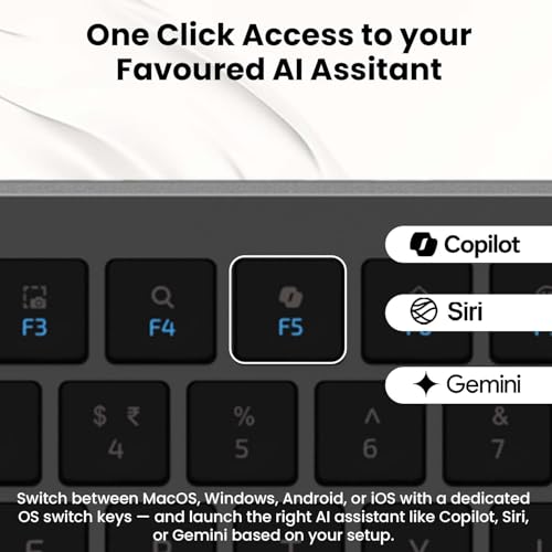 Amkette Wi-Key Max Multi Device (3 in 1) Rechargeable Wireless Keyboard Mouse Combo | One Click Device Switching and AI Access for iOS, Windows, Android| Scissor Keys, Dual OS Layout | 3200 DPI - Image 4