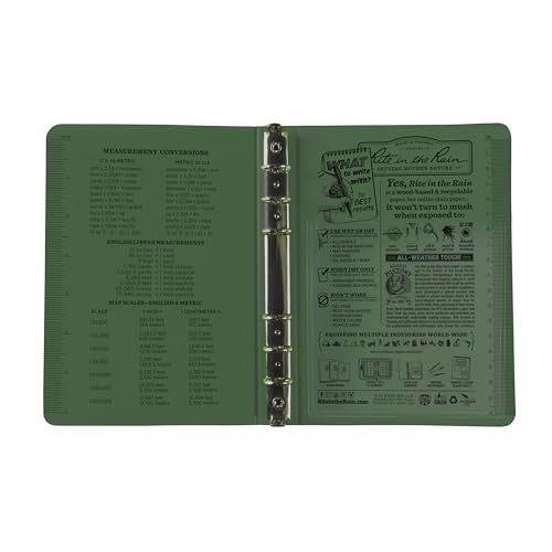 Rite In The Rain Weatherproof 1/2" Ring Binder, 5.625" x 7.875", Green Binder (No. 9200) - Image 3
