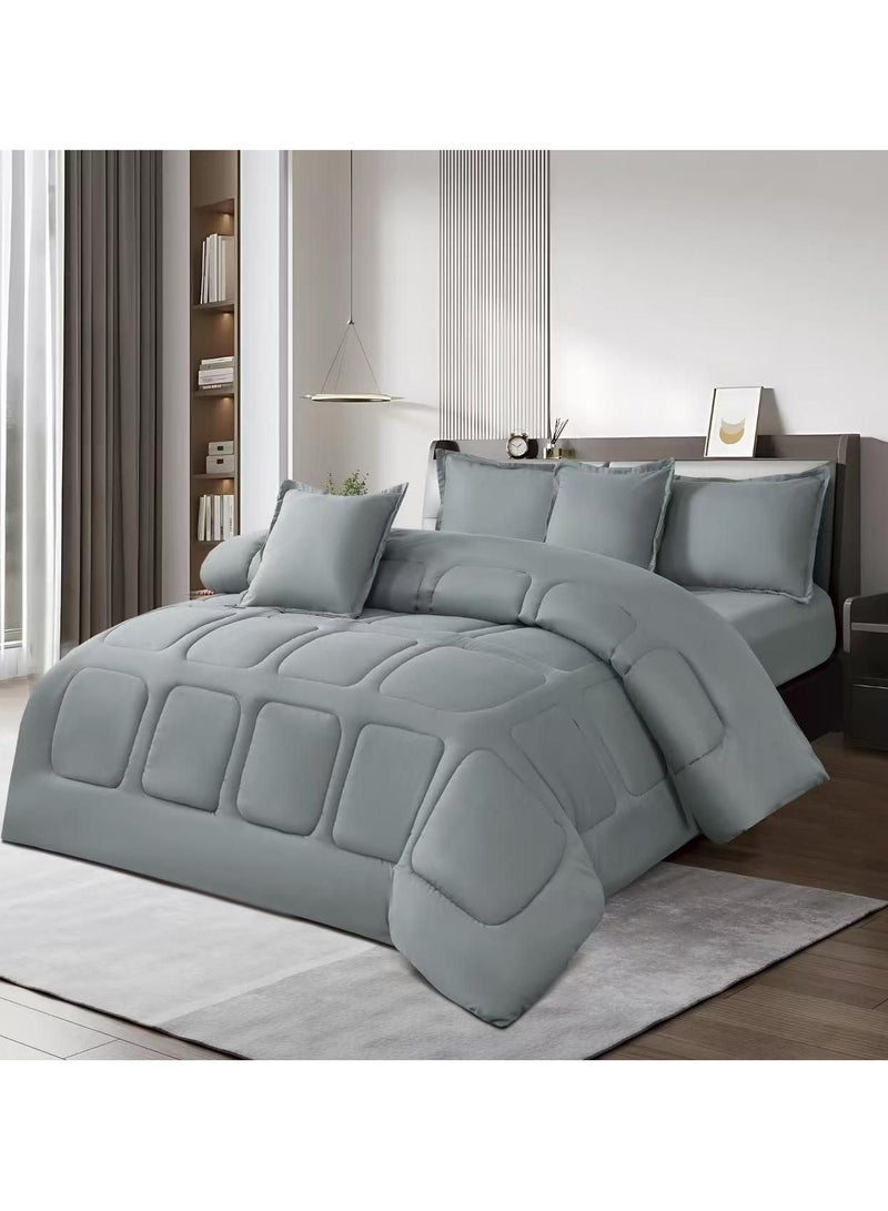 مون مفرش سرير (نفرين) فندقي سادة  6قطع مقاس 230×250سم