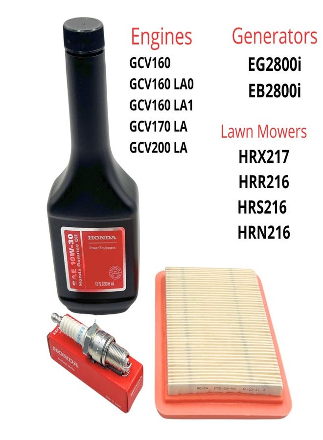 KINDZA GENUINE TUNE UP KIT FOR HONDA GCV160 GCV170 GCV190LA GCV200 GC190 GC160 GC190 LAWN MOWER HRR216 HRS216 HRX217 HRX217K2 EB2800I EG2800I MOTOR OIL GENUINE AIR FILTER 17211-Z8B-901 SPARK PLUG 98079-55846 - Image 2