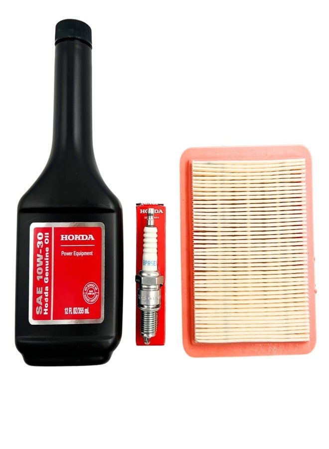 KINDZA GENUINE TUNE UP KIT FOR HONDA GCV160 GCV170 GCV190LA GCV200 GC190 GC160 GC190 LAWN MOWER HRR216 HRS216 HRX217 HRX217K2 EB2800I EG2800I MOTOR OIL GENUINE AIR FILTER 17211-Z8B-901 SPARK PLUG 98079-55846 - Image 1