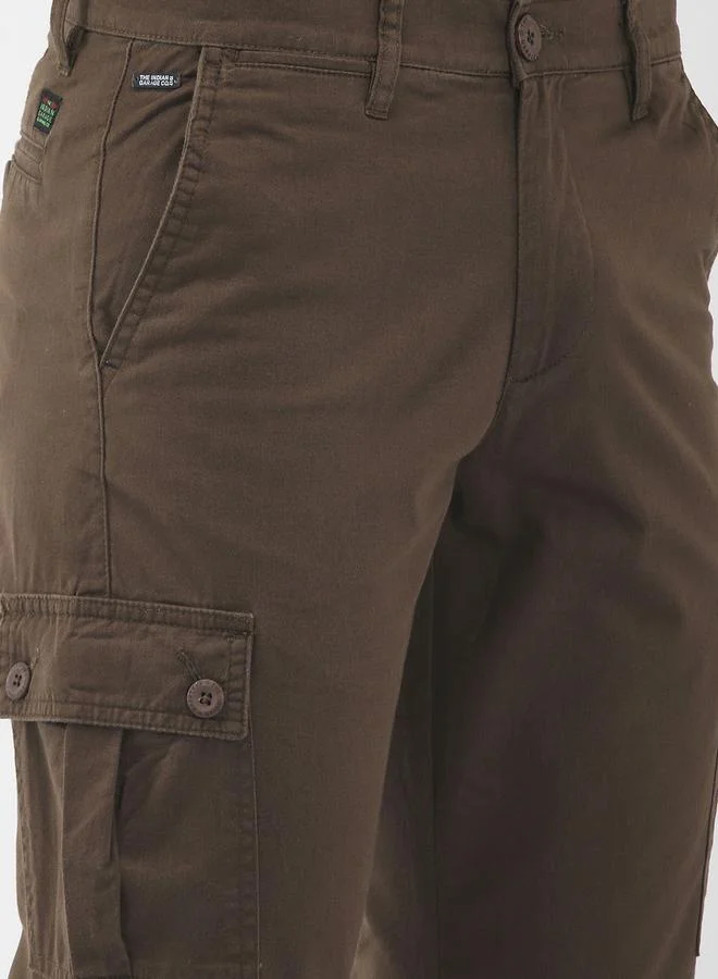 The Indian Garage Co Men Brown Mid Rise Slim Fit Cargo Pants