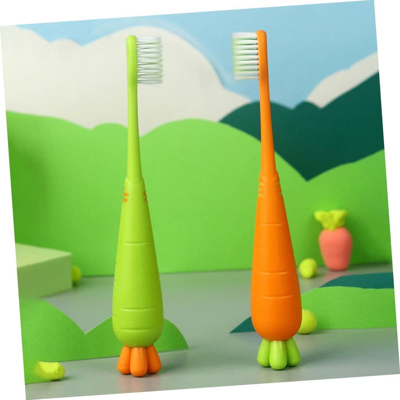 6pcs Kids Carrot Toothbrush Set Soft Bristle Children's Toothbrushes for Boys and Girls Cute Cartoon Design for Daily Oral Care - Image 5