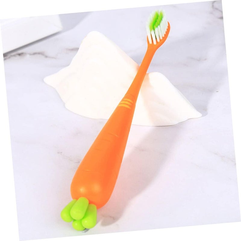 6pcs Kids Carrot Toothbrush Set Soft Bristle Children's Toothbrushes for Boys and Girls Cute Cartoon Design for Daily Oral Care - Image 3