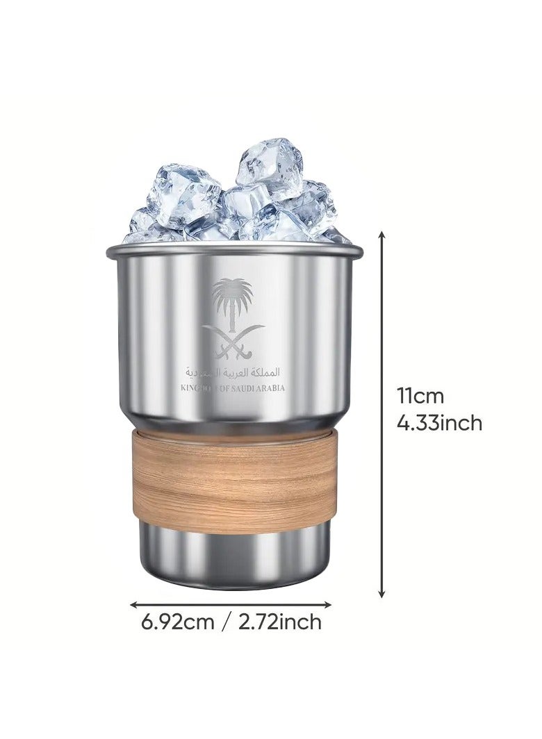 500ml 304 Stainless Steel Coffee Mug – Saudi Logo Design, Portable Travel Mug for Hot and Cold Drinks, Includes Straw and Leakproof Heat-Resistant Lid – Ideal for Home, Office & Outdoor Use (Silver)