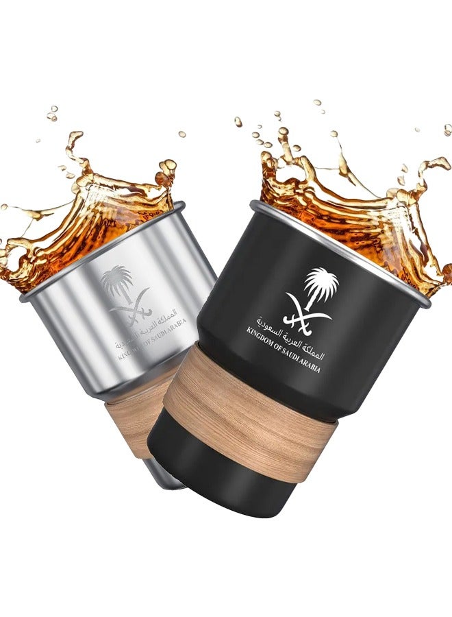 500ml 304 Stainless Steel Coffee Mug – Saudi Logo Design, Portable Travel Mug for Hot and Cold Drinks, Includes Straw and Leakproof Heat-Resistant Lid – Ideal for Home, Office & Outdoor Use (Silver)