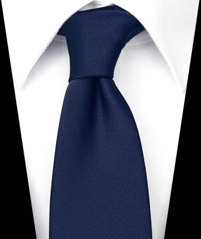 ZENXUS Extra Long Solid Tie for Men Big and Tall, Deep Navy XL Tie 63 inch - Image 3