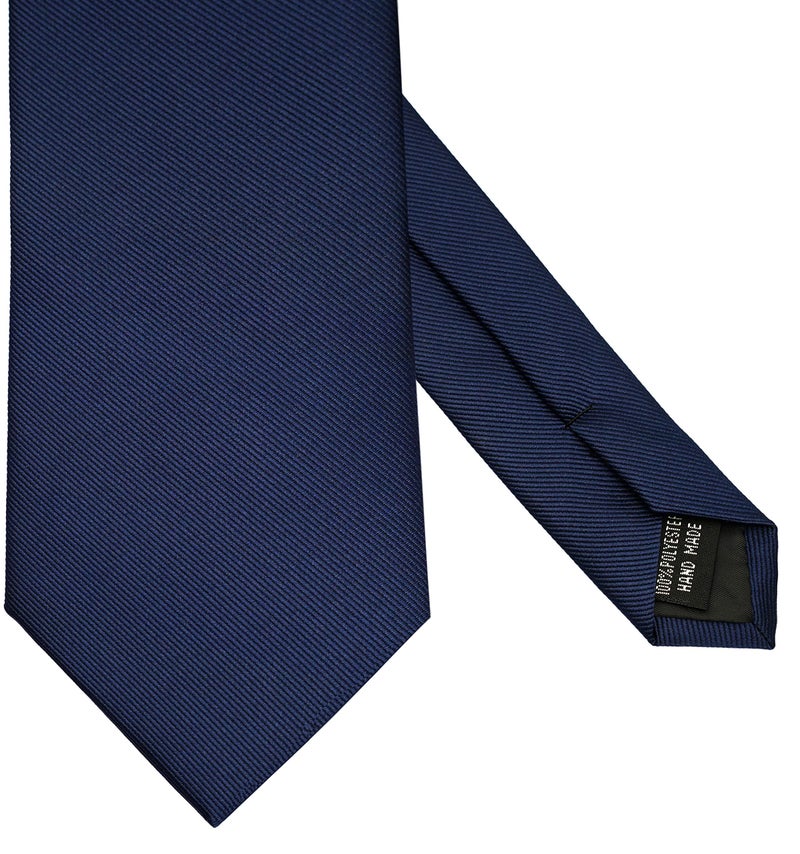 ZENXUS Extra Long Solid Tie for Men Big and Tall, Deep Navy XL Tie 63 inch - Image 4