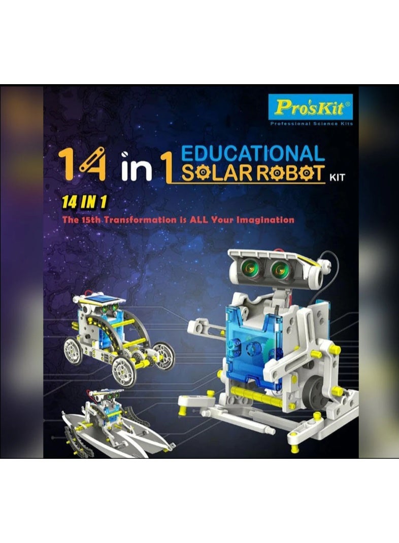 بروس كيت مجموعة روبوتات الطاقة الشمسية التعليمية Pro’sKit GE-615 14 في 1 - مجموعة بناء تعمل بالطاقة الشمسية للأطفال (203 قطعة، بدون بطاريات) - Image 4
