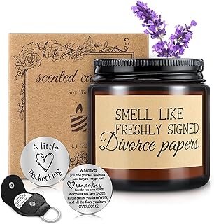 Coume Coume 3 Pcs Divorce Lavender Scented Candle Gifts for Women Funny Candles Pocket Hug Token and PU Leather Keychain  - Image 1