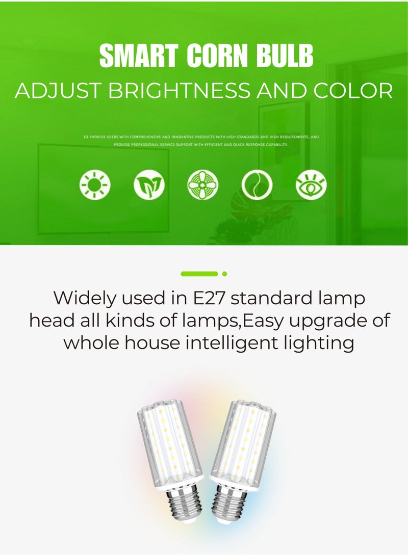 Vmax 2 Pieces 8W Smart LED Corn Bulb E27 – 900LM High Brightness, WiFi App & Remote Control, Dimmable CCT (2700K-6500K), 360° Beam Angle, Smart IC Constant Current Retrofit Lamp - Image 4